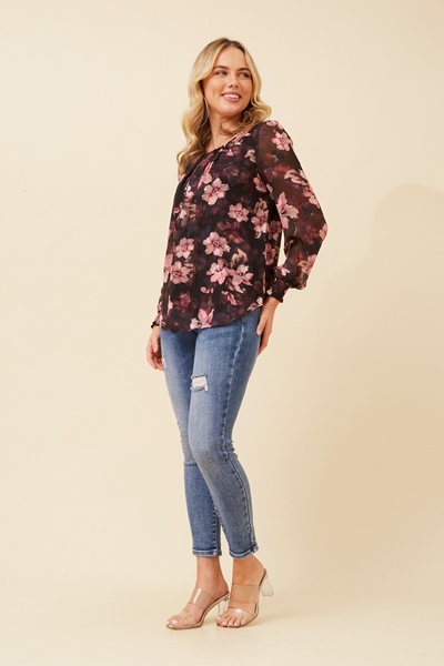 BREE BURNOUT FLORAL BLOUSE