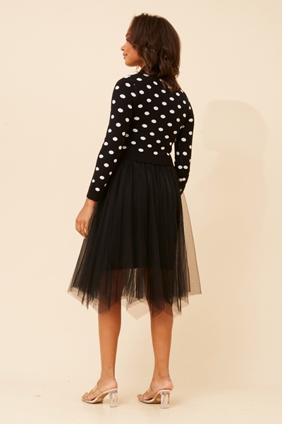 BRENNA POLKA DOT PRINT KNIT DRESS