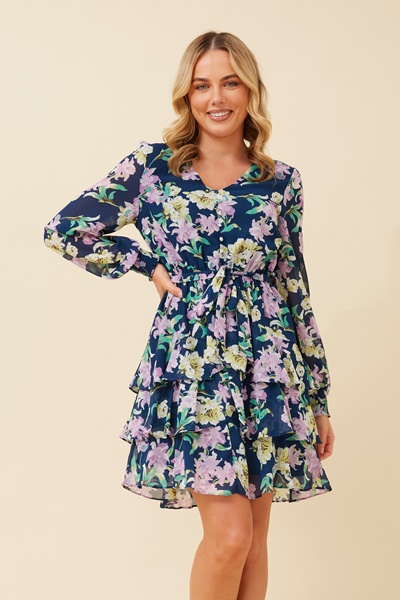 BRIGHTON FLORAL RUFFLE DRESS