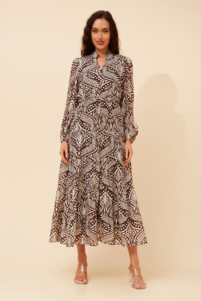 BRONYA ABSTRACT PRINT MAXI DRESS