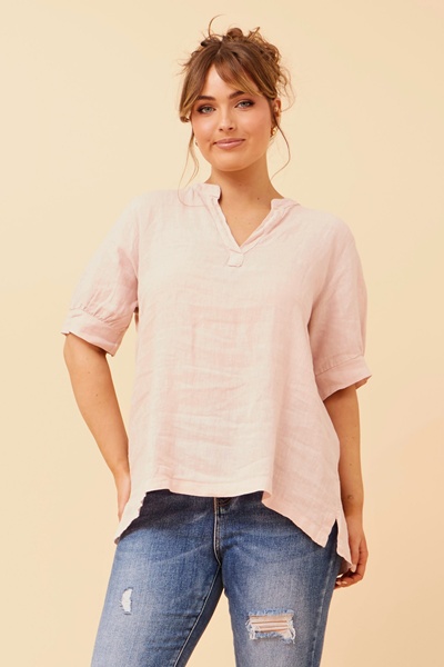 BRULA SOLID LINEN TOP