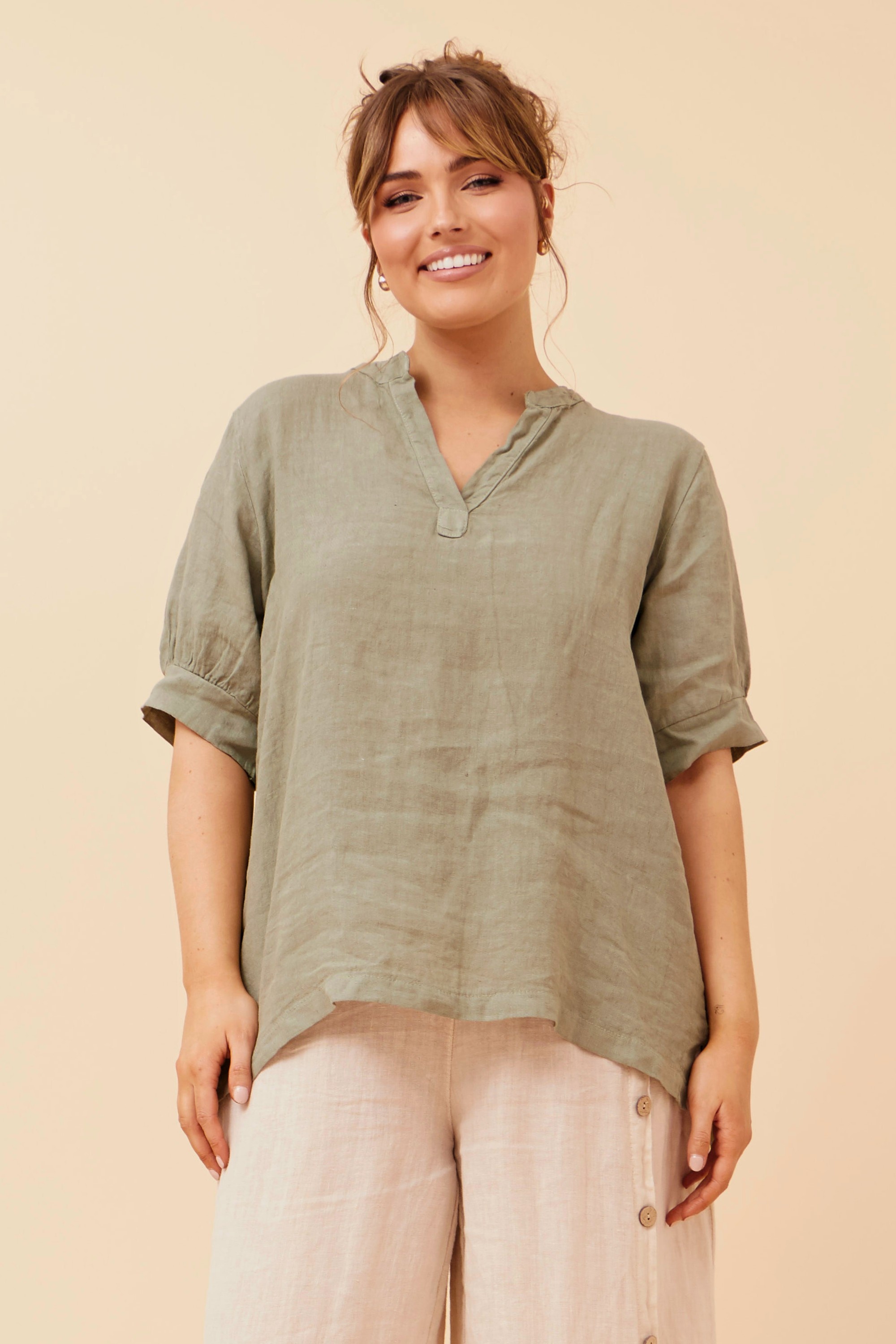 BRULA SOLID LINEN TOP