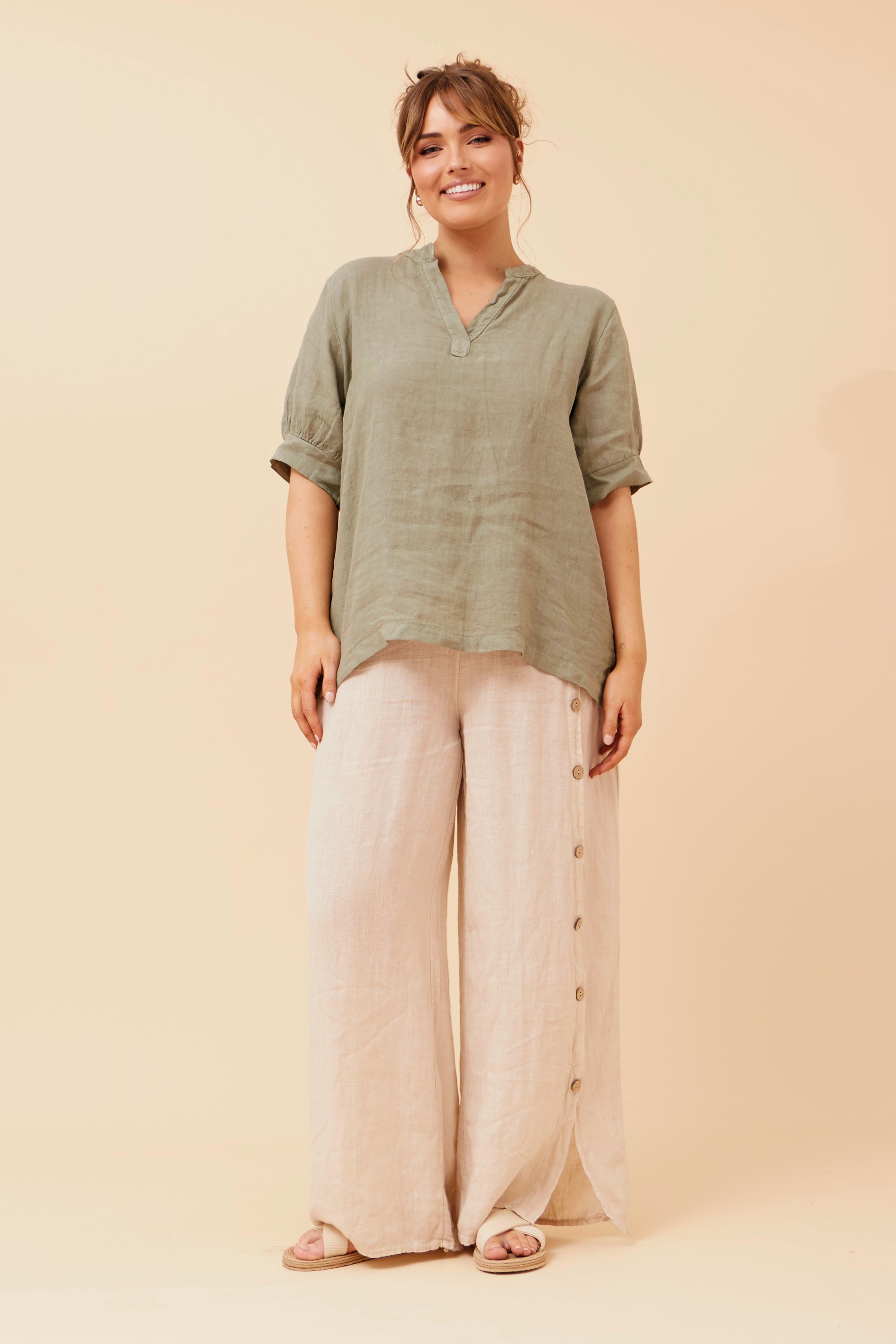 BRULA SOLID LINEN TOP