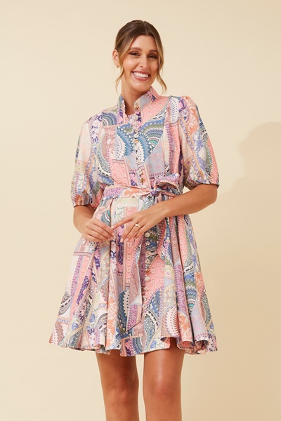 BRYNLEE PATCHWORK PRINT DRESS