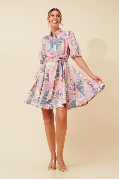 BRYNLEE PATCHWORK PRINT DRESS