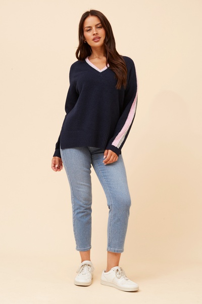 BRYSON STRIPE PRINT KNIT PULLOVER