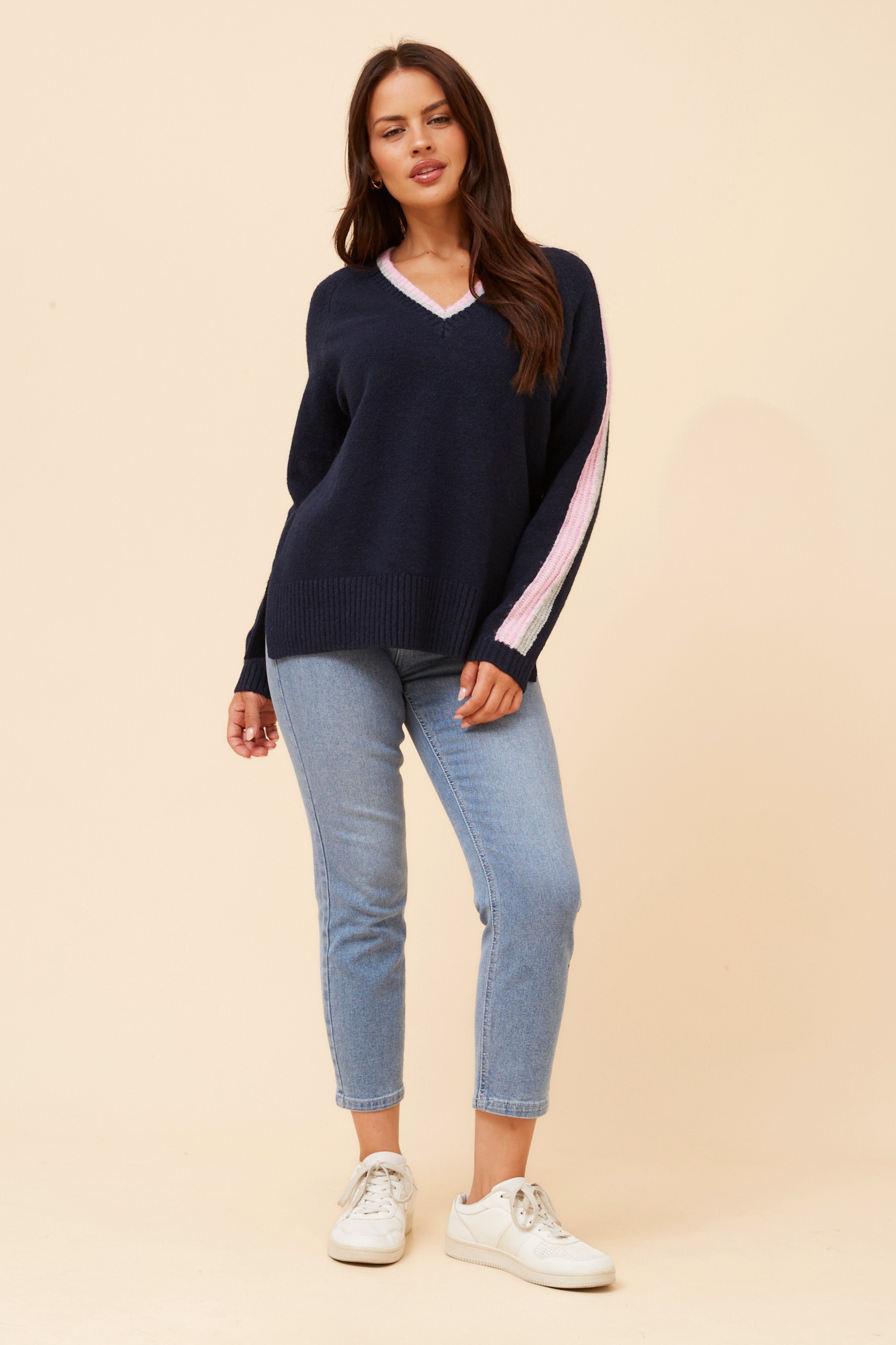 BRYSON STRIPE PRINT KNIT PULLOVER