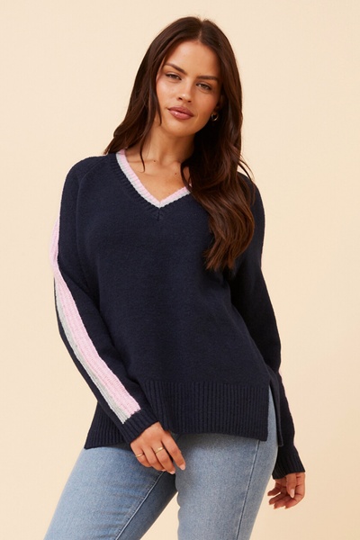 BRYSON STRIPE PRINT KNIT PULLOVER