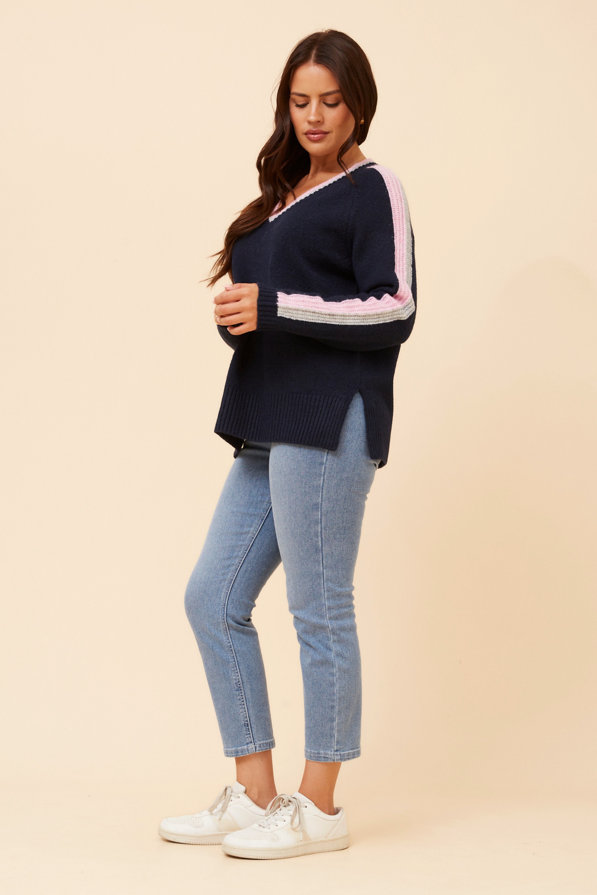 BRYSON STRIPE PRINT KNIT PULLOVER