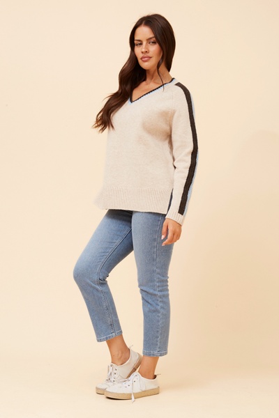 BRYSON STRIPE PRINT KNIT PULLOVER