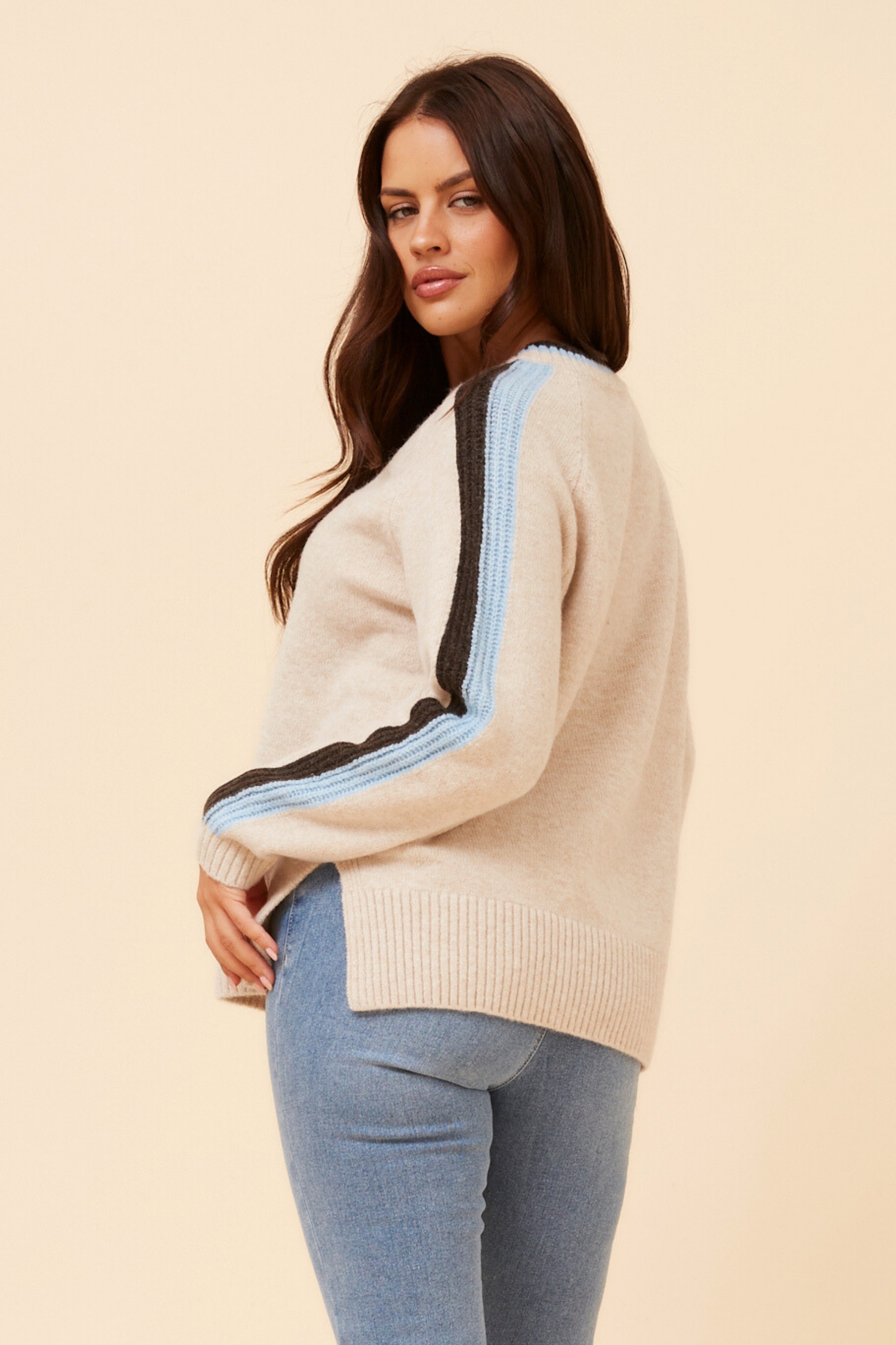 BRYSON STRIPE PRINT KNIT PULLOVER