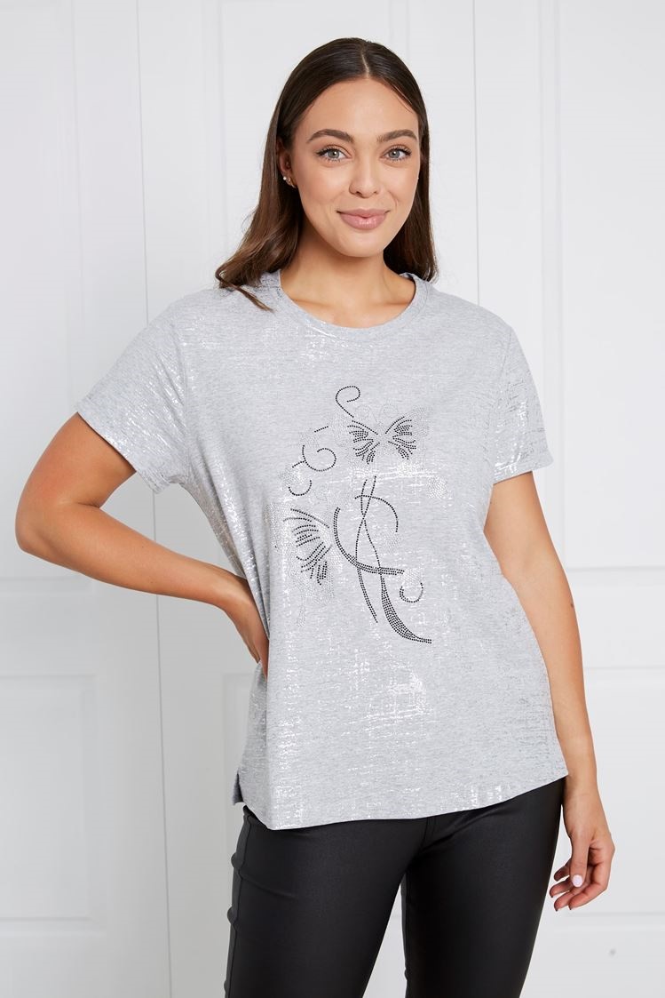 BUTTERFLY EMBELLISHED T-SHIRT
