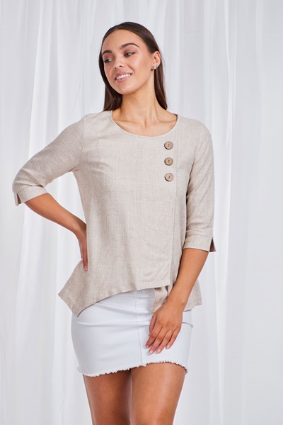 Button Front Asymmetric Top