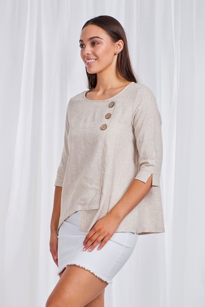Button Front Asymmetric Top
