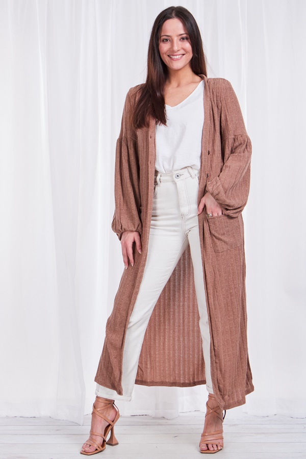 longline cardigan with buttons