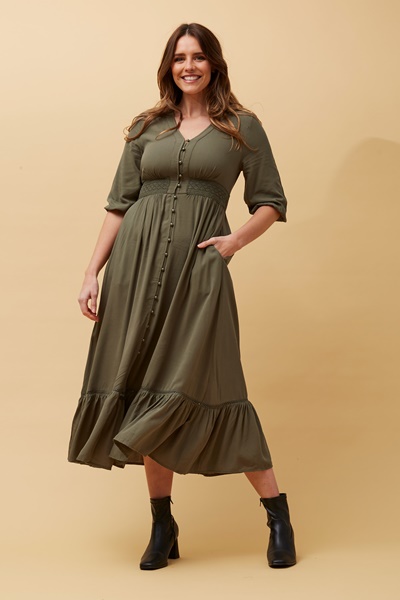 BUTTON FRONT MAXI DRESS | FEMME Connection