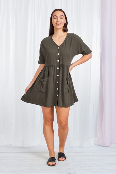 smock dress with buttons