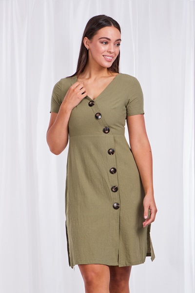 button through tea dress