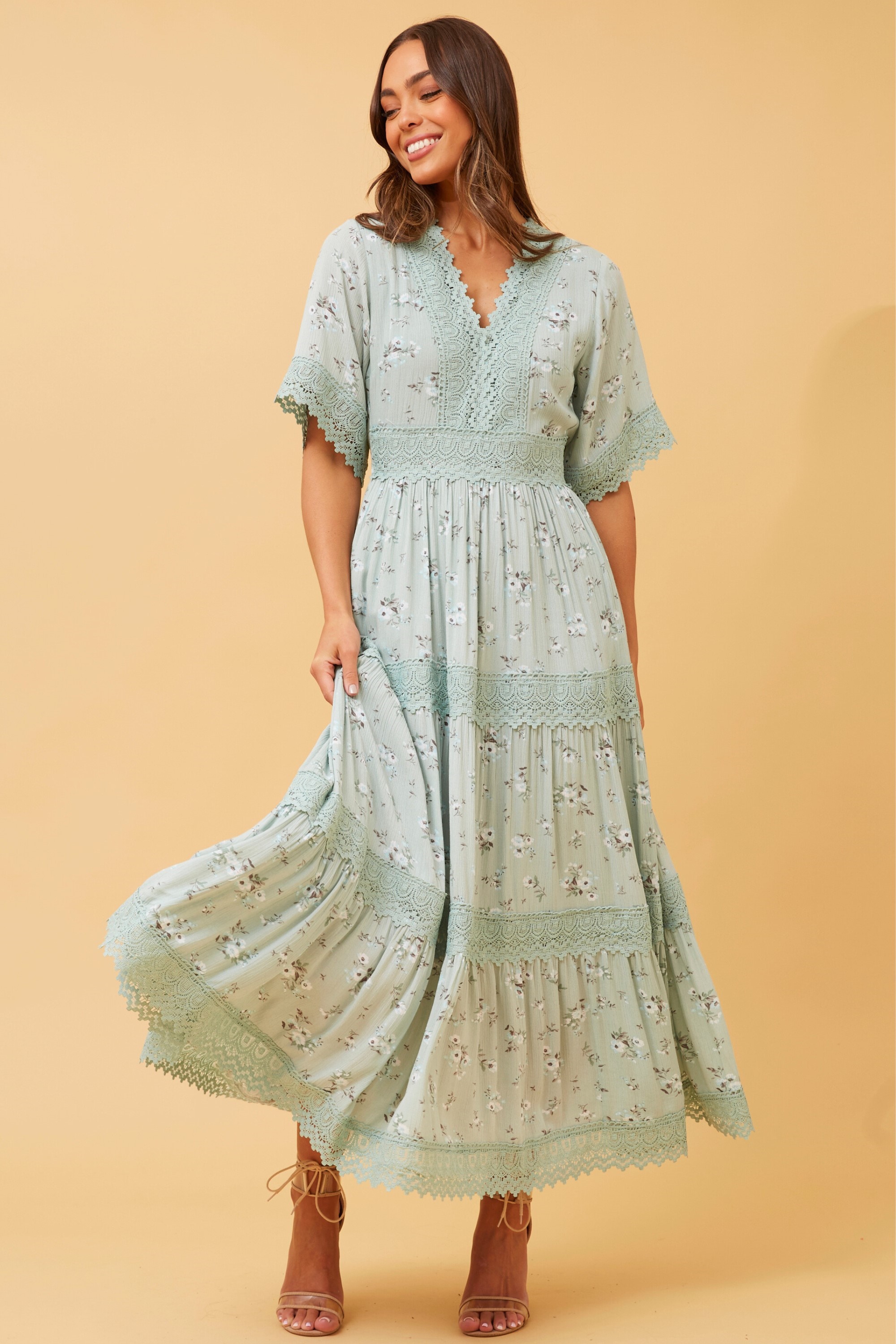 Byron lace trim floral maxi dress | Buy Online | Femme Connection