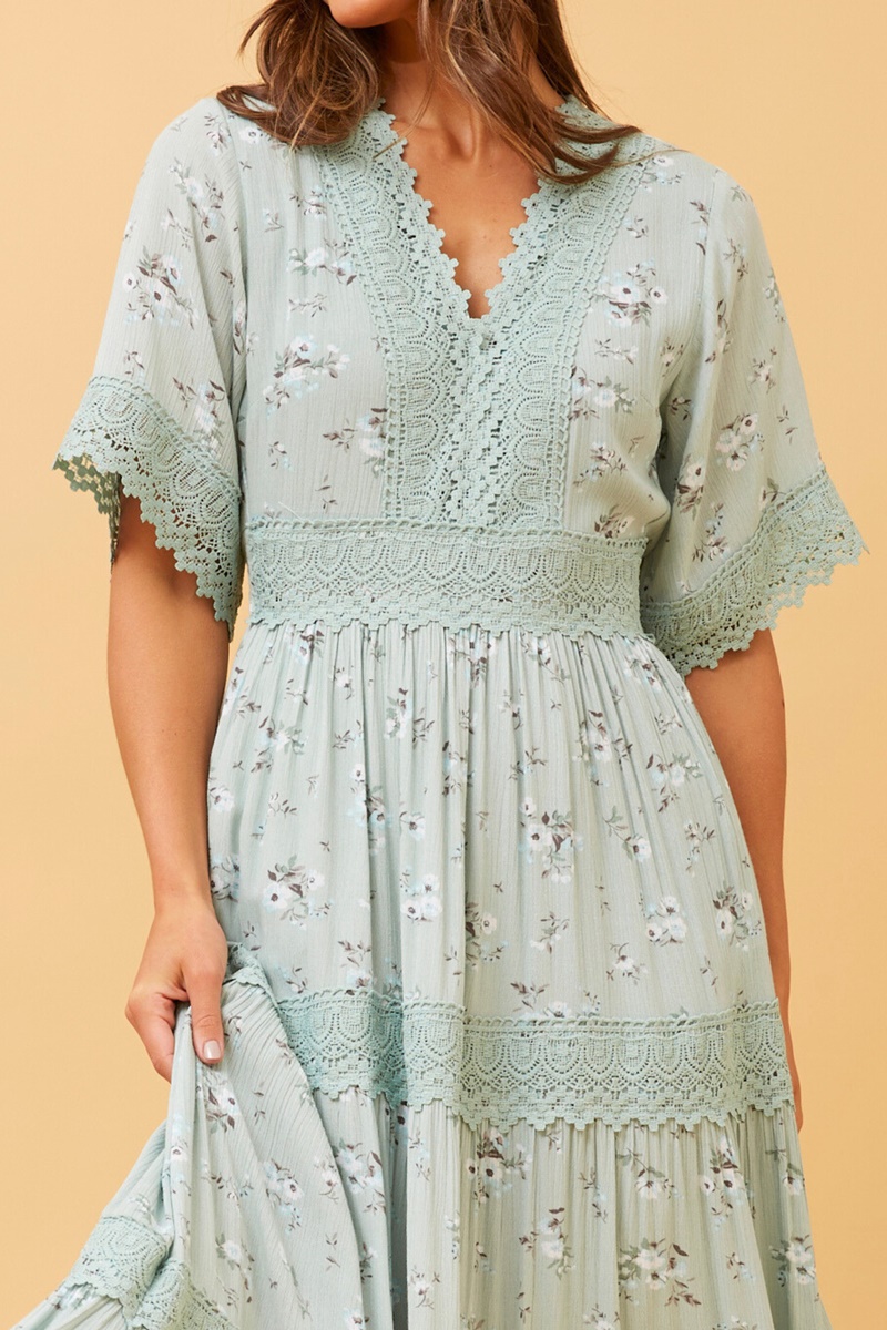 Byron lace trim floral maxi dress | Buy Online | Femme Connection