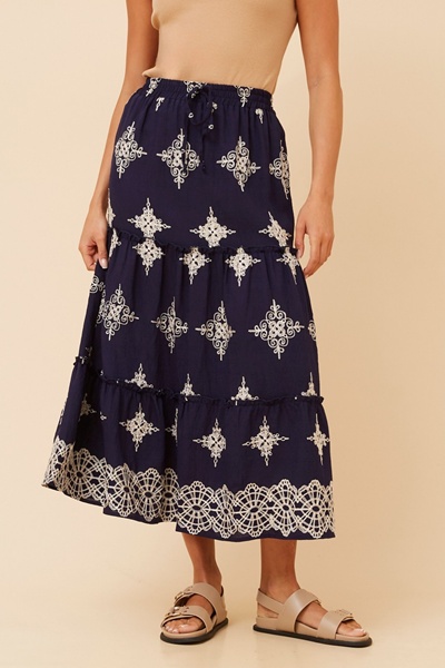 CAILYN EMBROIDERED TIERED SKIRT
