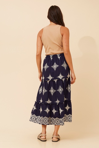 CAILYN EMBROIDERED TIERED SKIRT