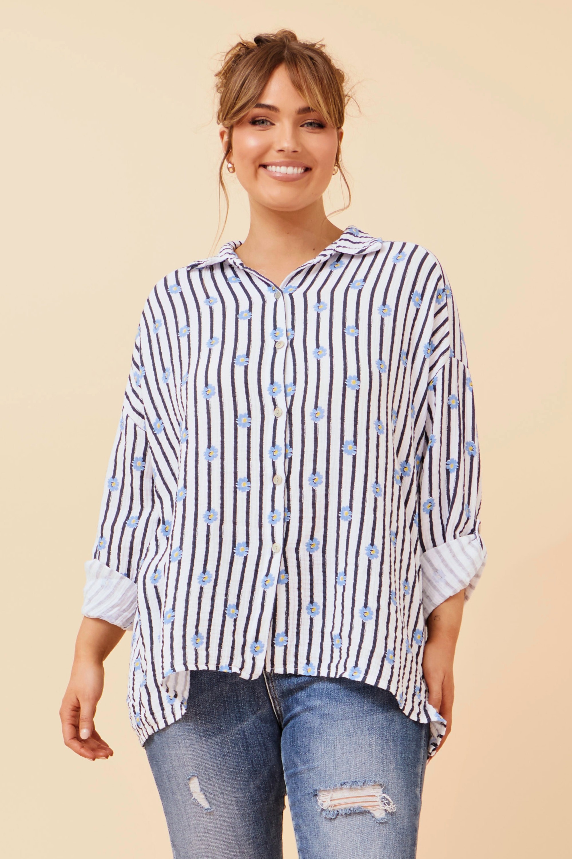 CALLEEN STRIPE PRINT SHIRT