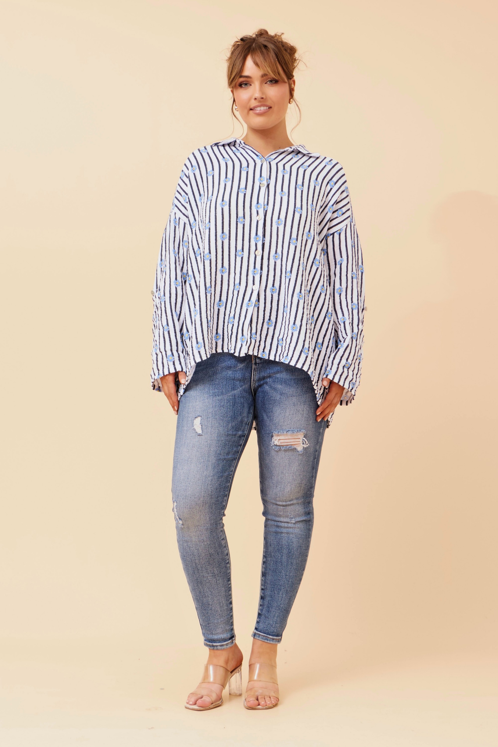 CALLEEN STRIPE PRINT SHIRT