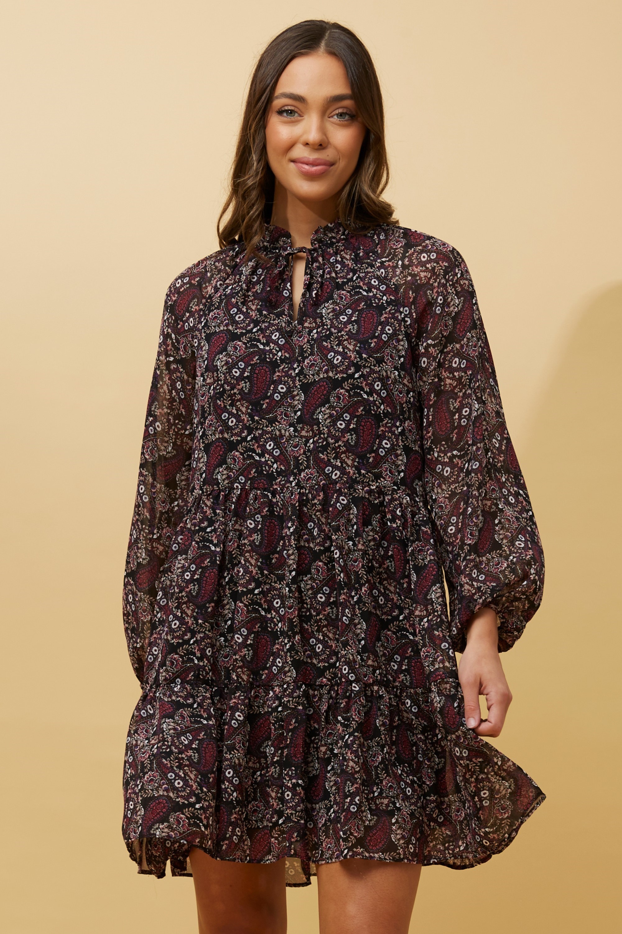 Calvin balloon sleeve floral short dress | Buy Online | Femme