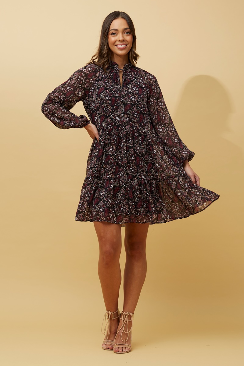 Calvin balloon sleeve floral short dress | Buy Online