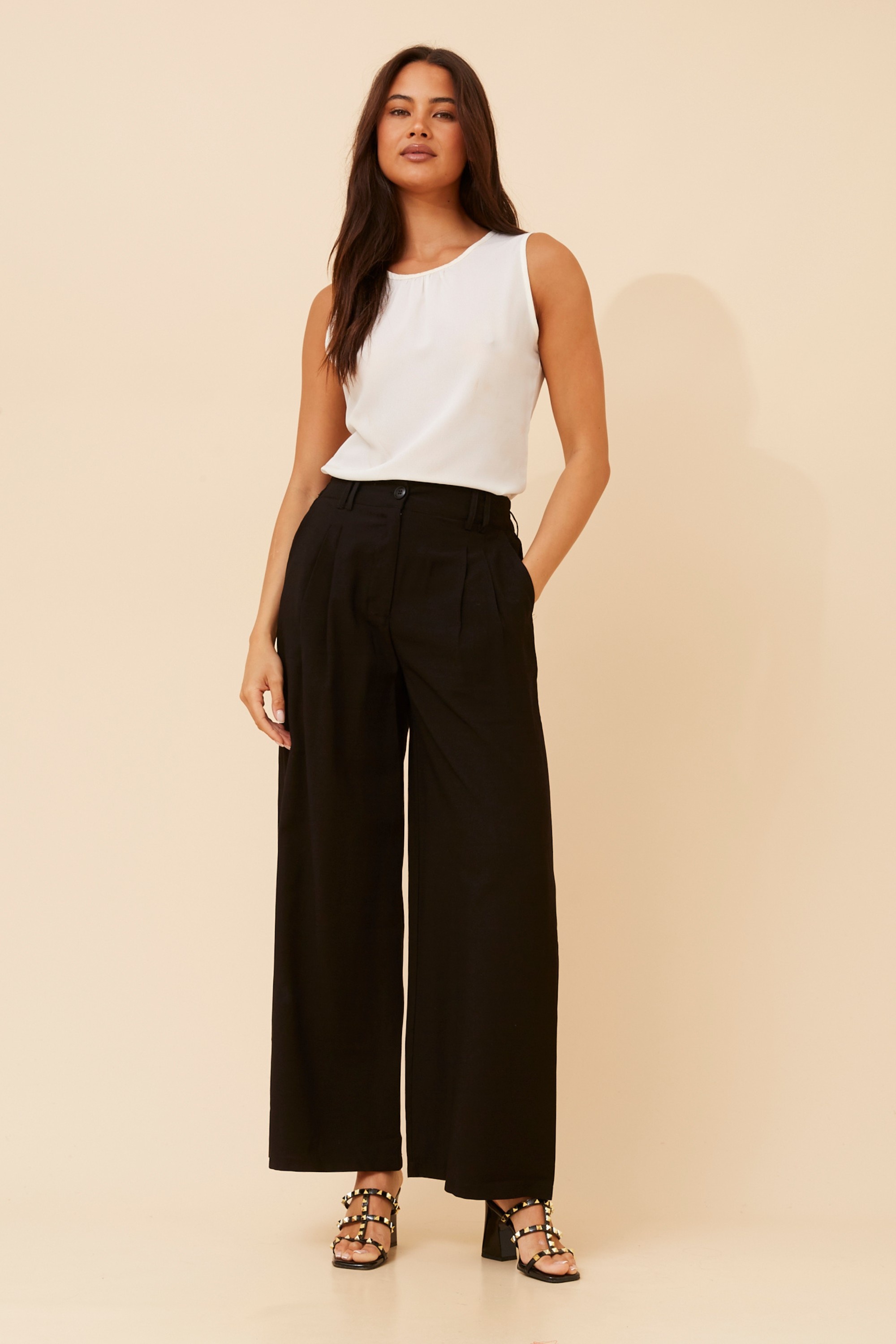 CAPRINA PLEATED WIDE LEG PANTS