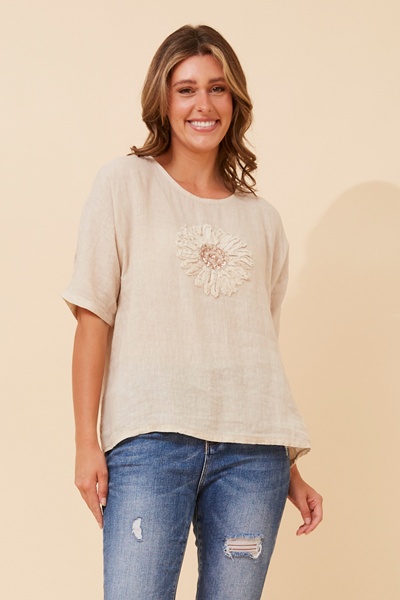 CARENA FLORAL LINEN TOP