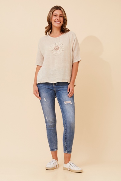 CARENA FLORAL LINEN TOP