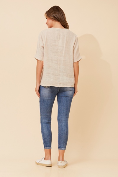 CARENA FLORAL LINEN TOP