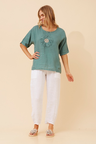 CARENA FLORAL LINEN TOP