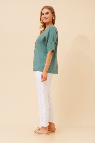 CARENA FLORAL LINEN TOP