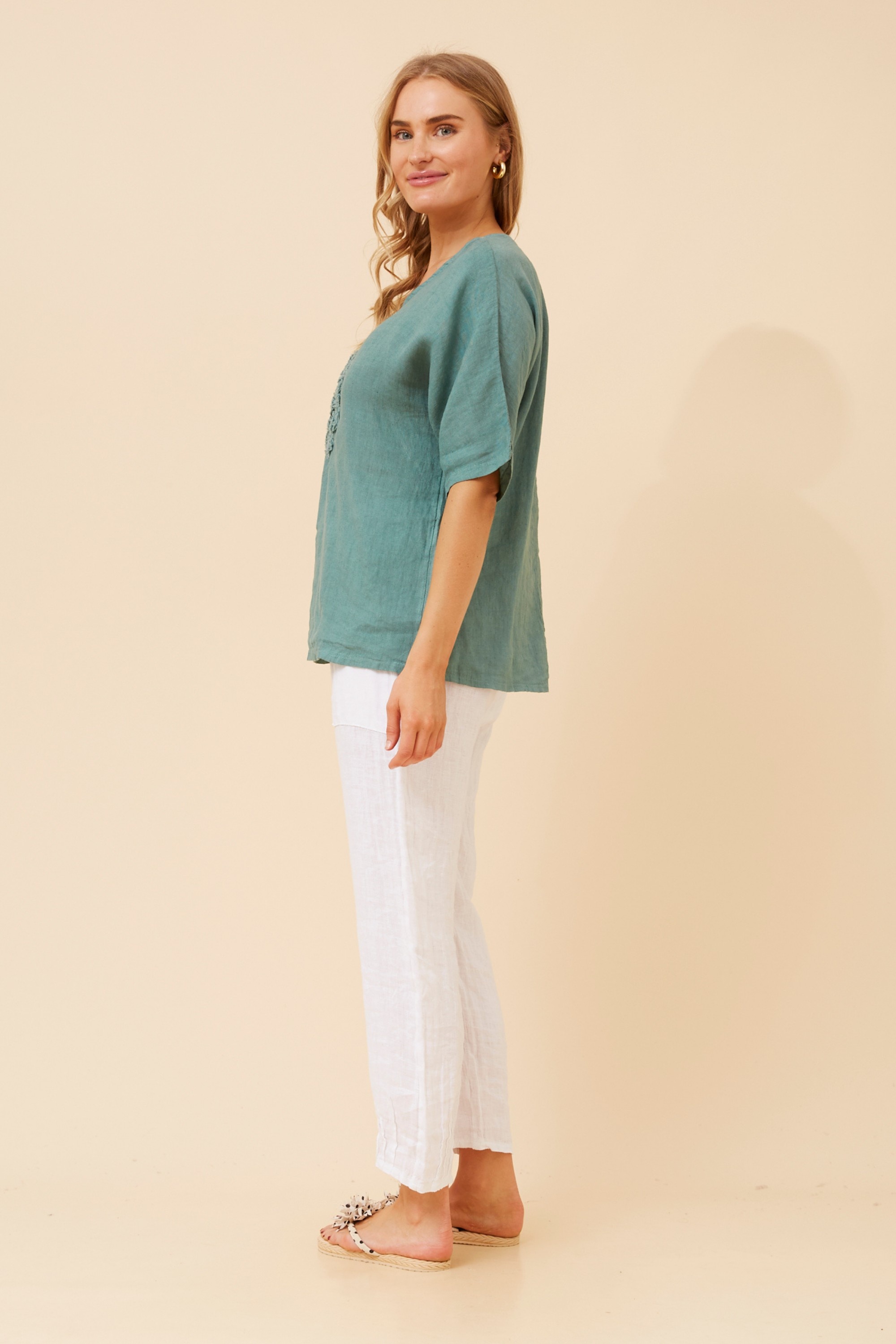 CARENA FLORAL LINEN TOP