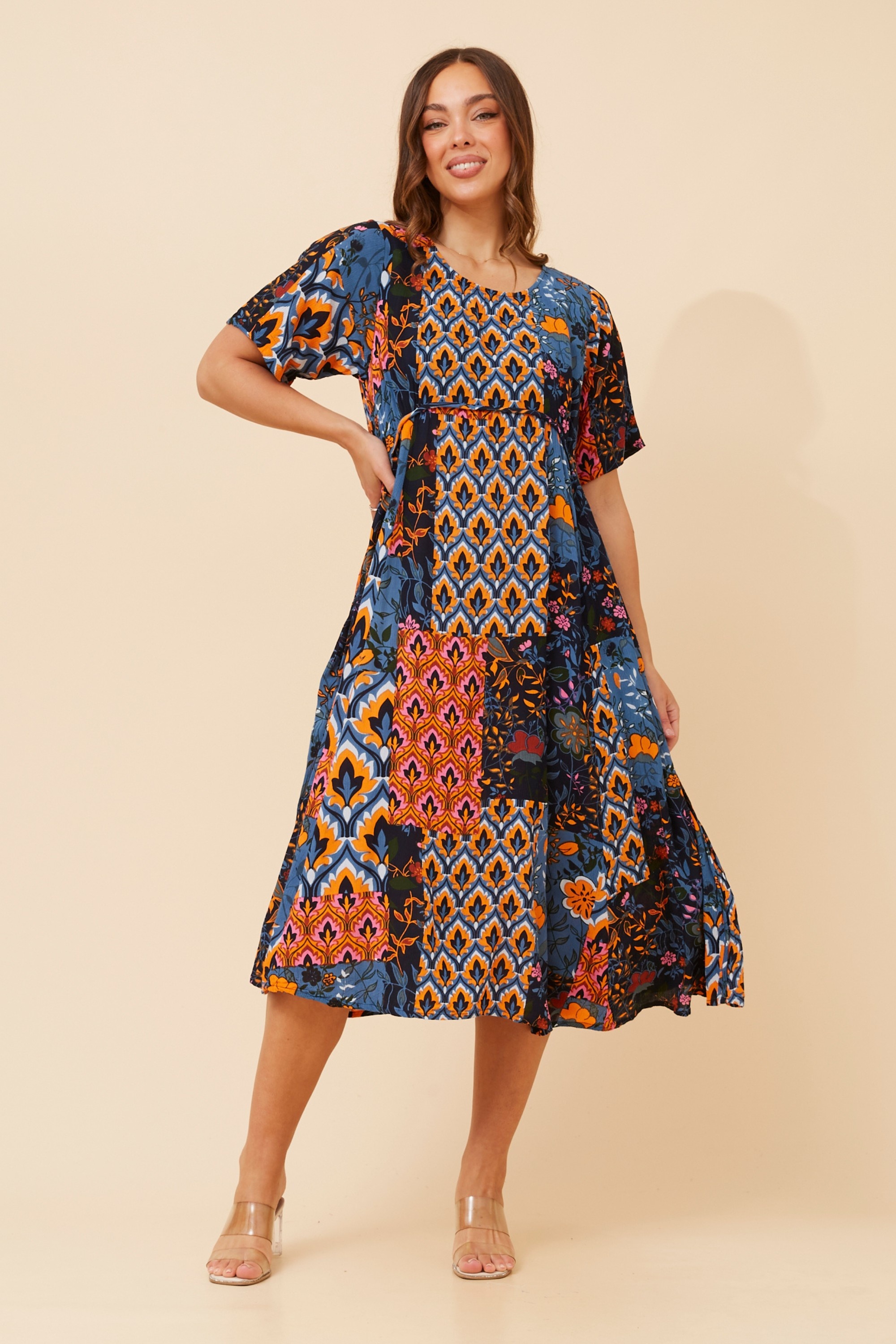 CARLA PATCHWORK MIDI DRESS