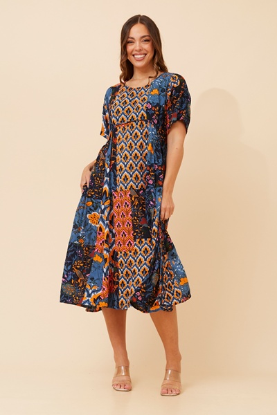CARLA PATCHWORK MIDI DRESS