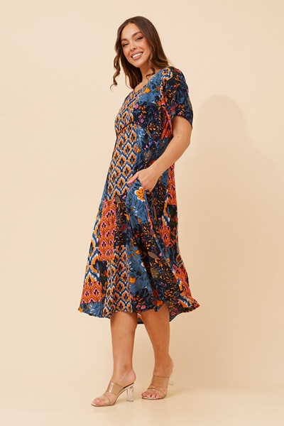 CARLA PATCHWORK MIDI DRESS