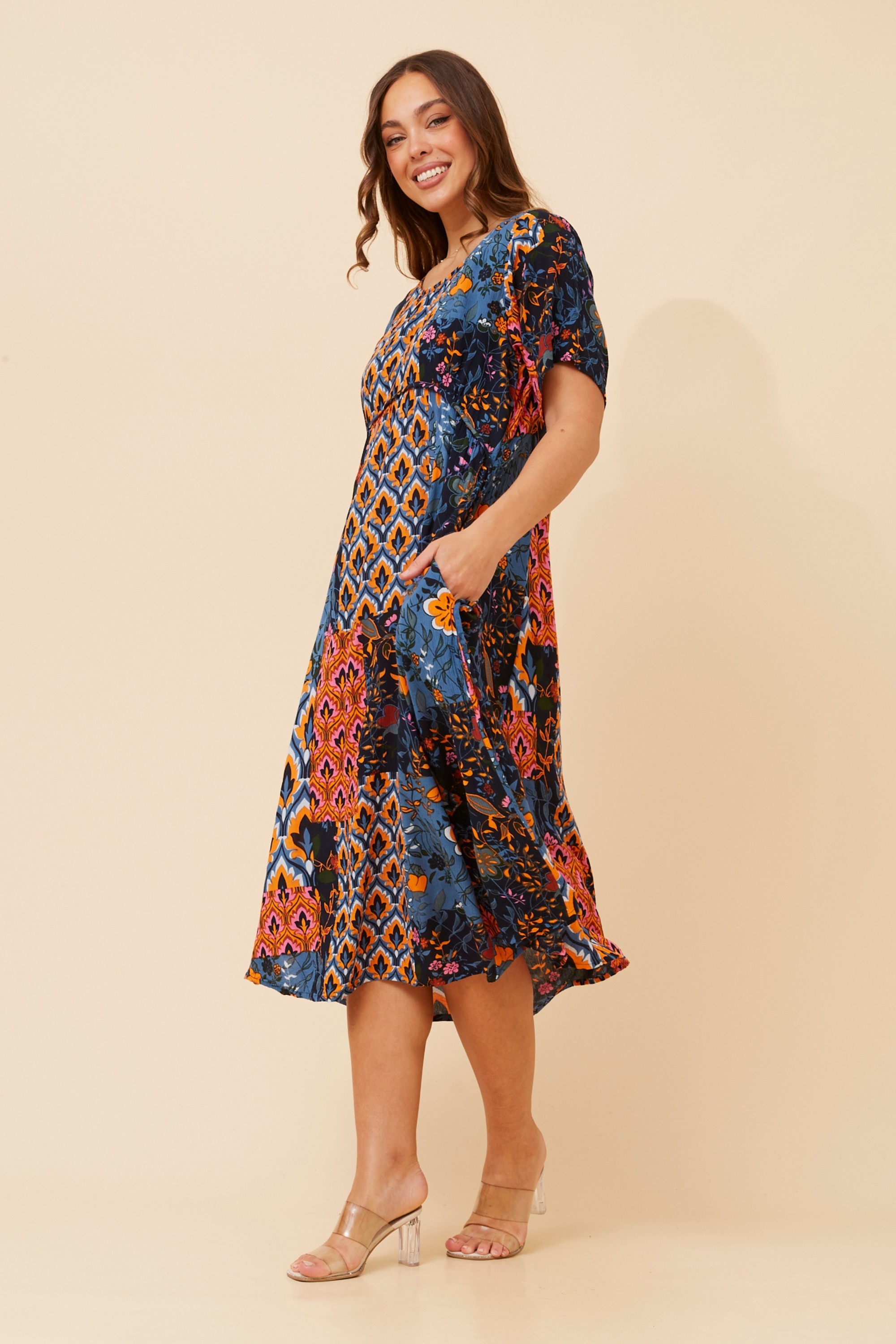 CARLA PATCHWORK MIDI DRESS