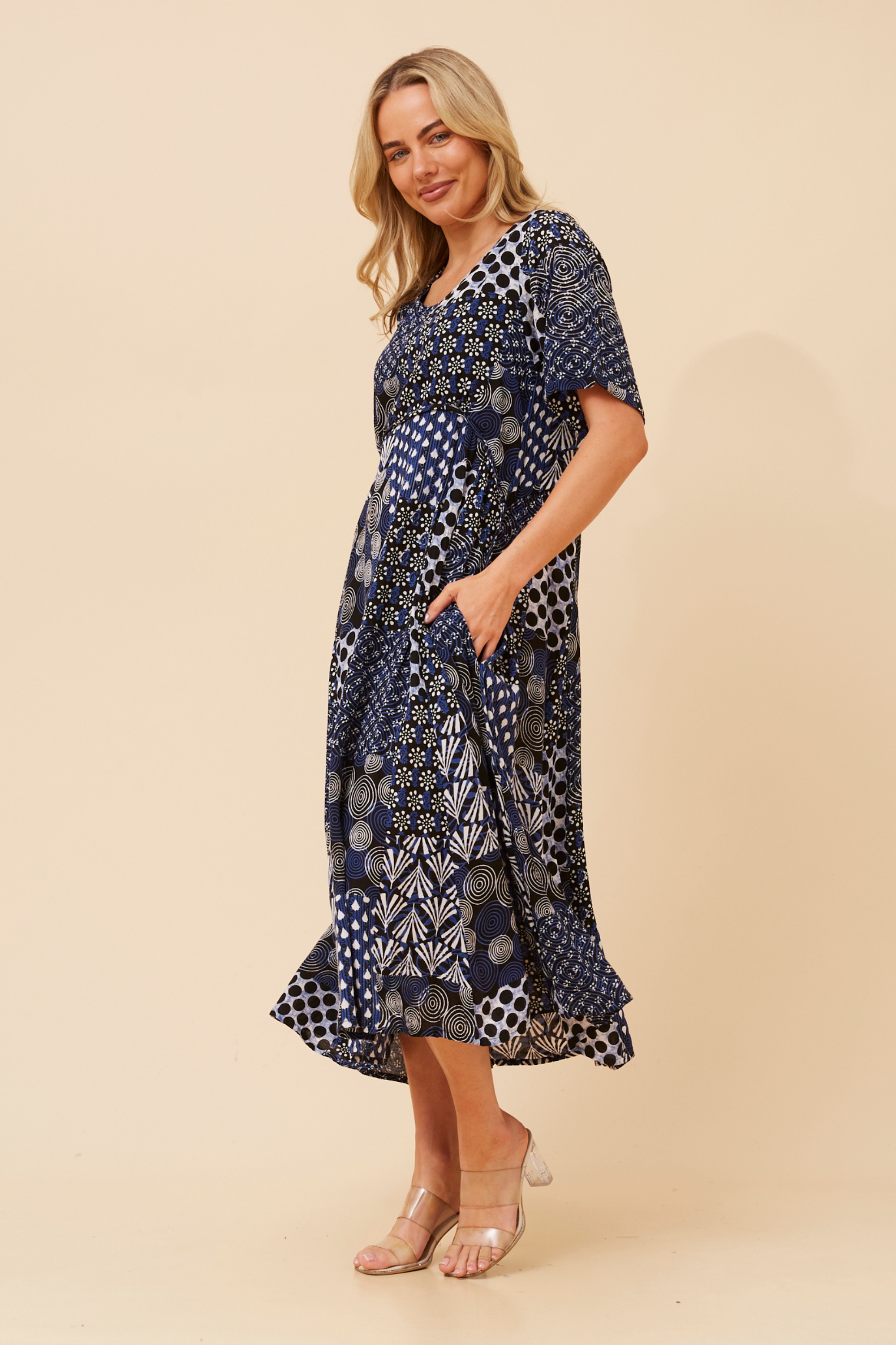 CARLA PATCHWORK PRINT DRESS