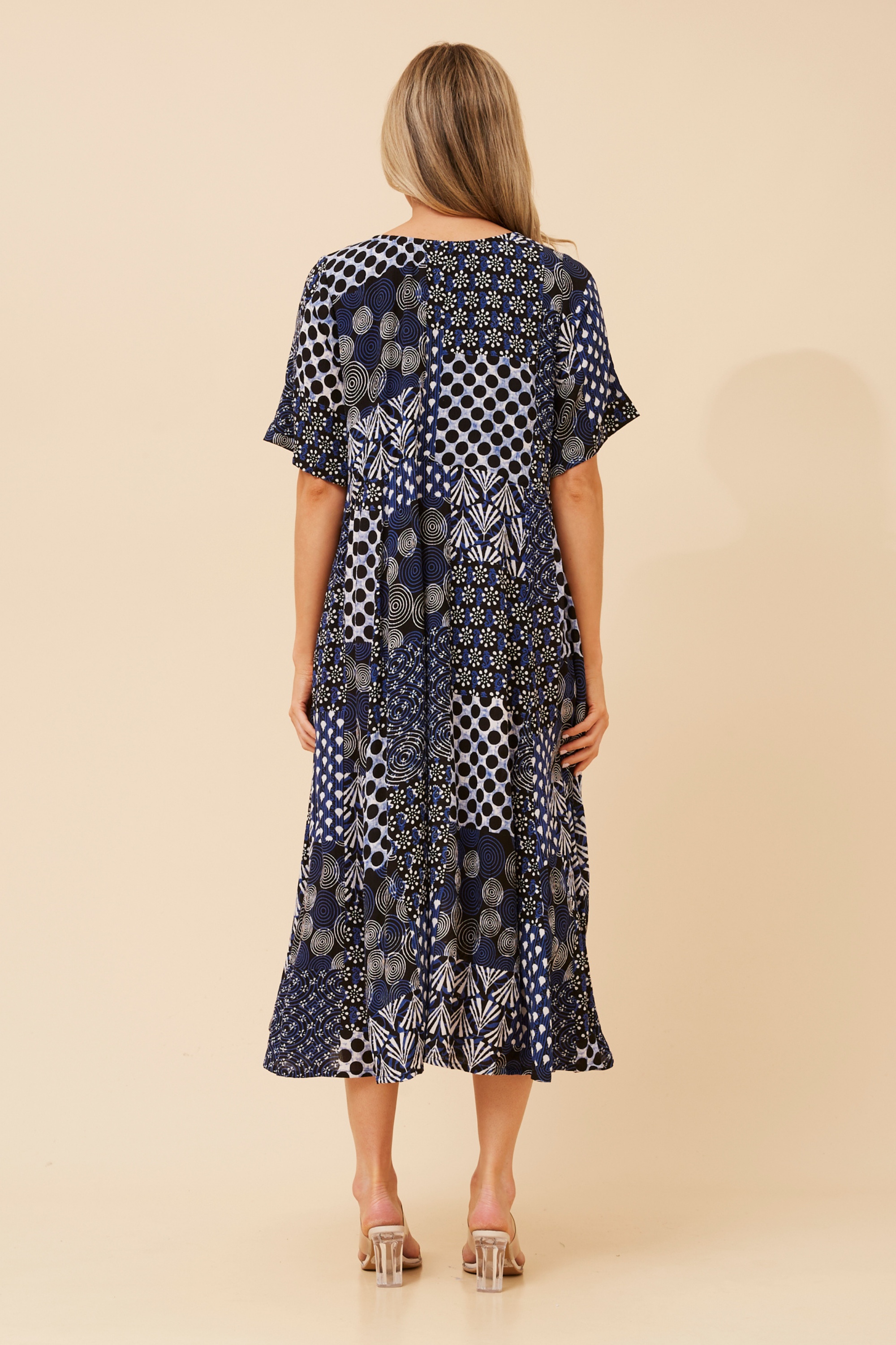 CARLA PATCHWORK PRINT DRESS