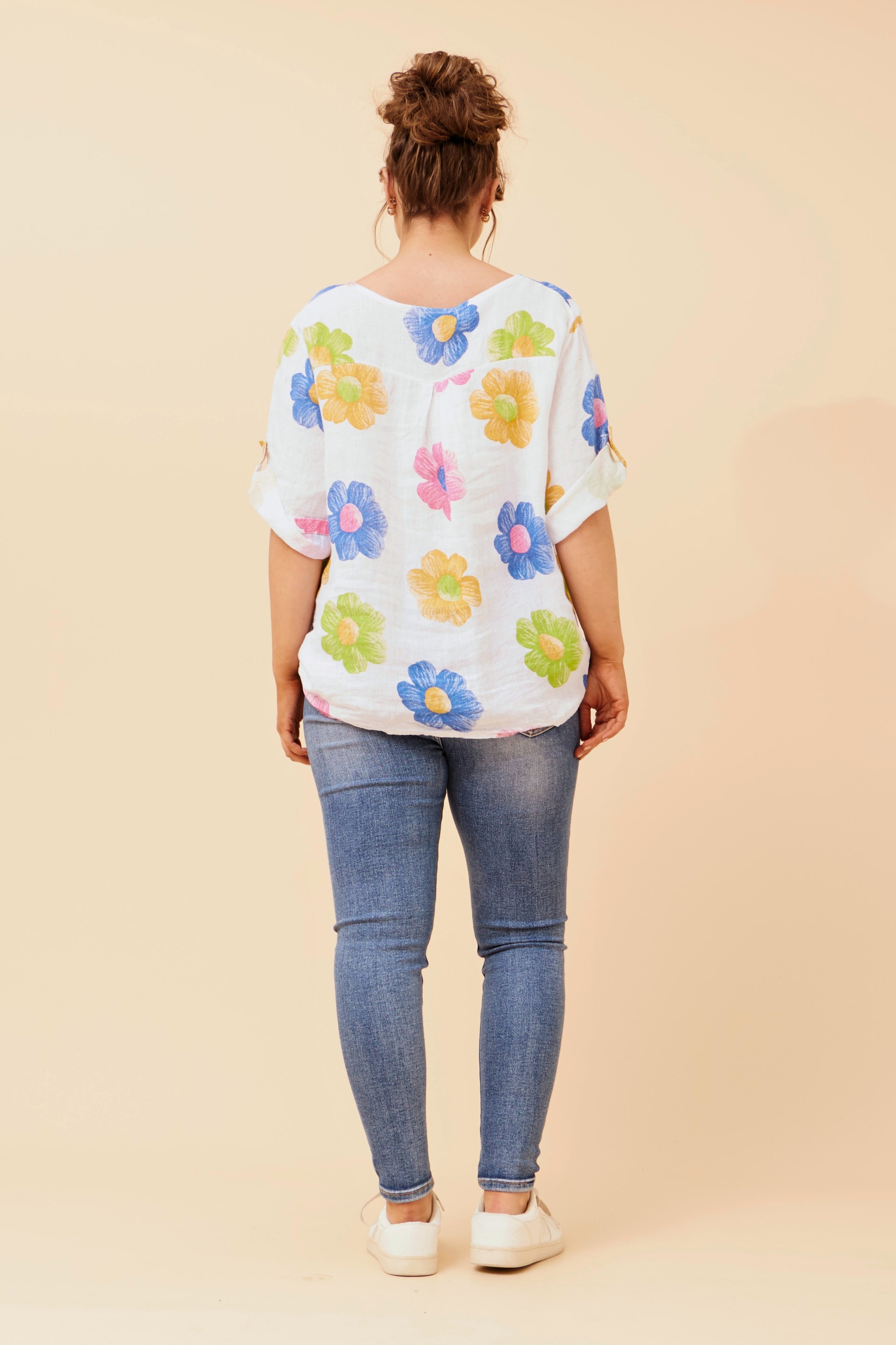 CARMELLA FLORAL LINEN TOP