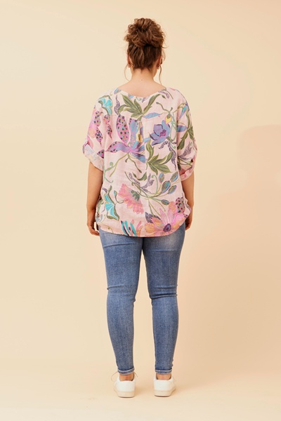 CARMELLA FLORAL LINEN TOP