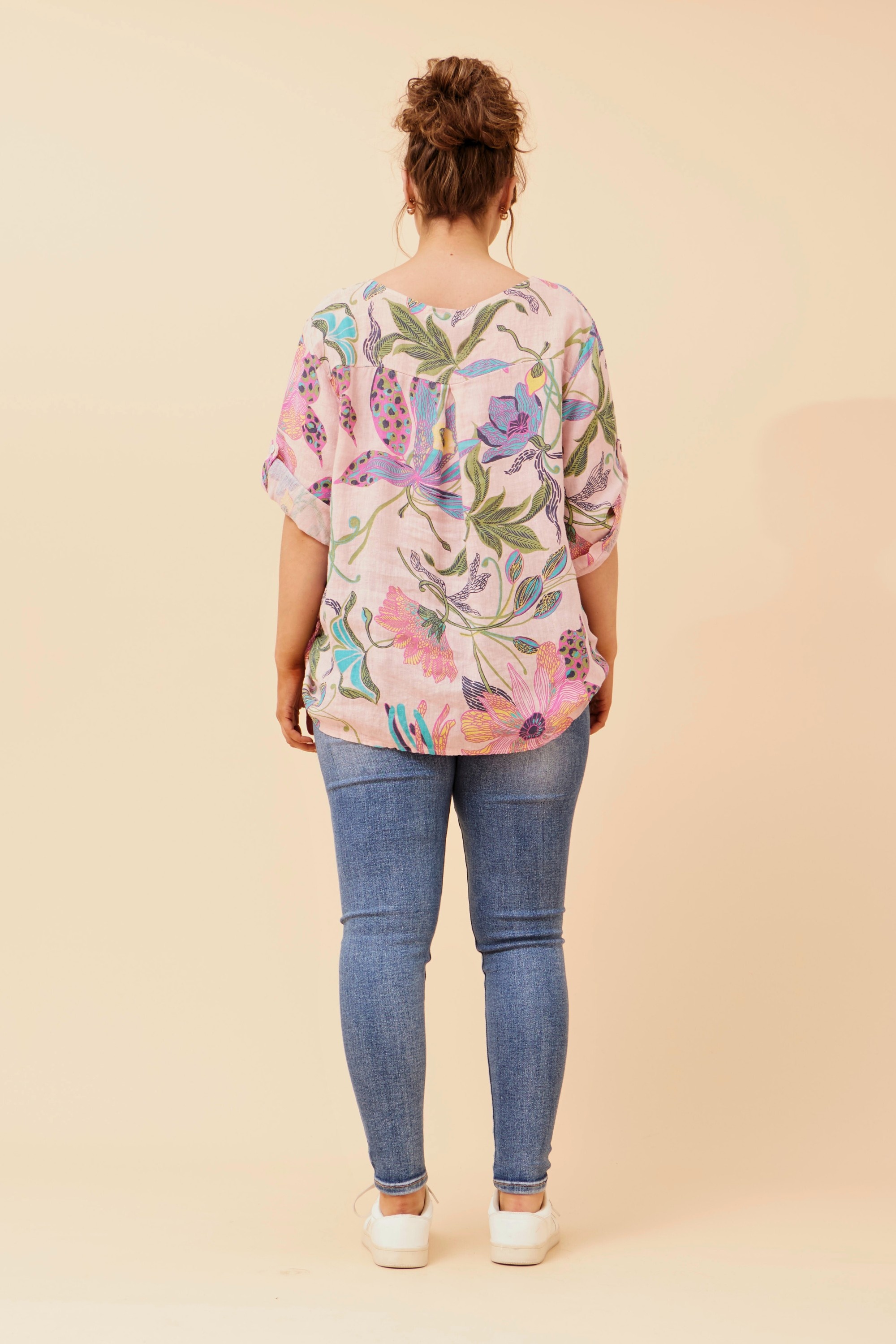 CARMELLA FLORAL LINEN TOP