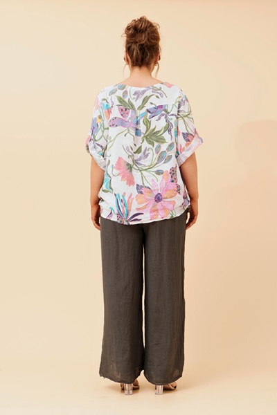 CARMELLA FLORAL LINEN TOP