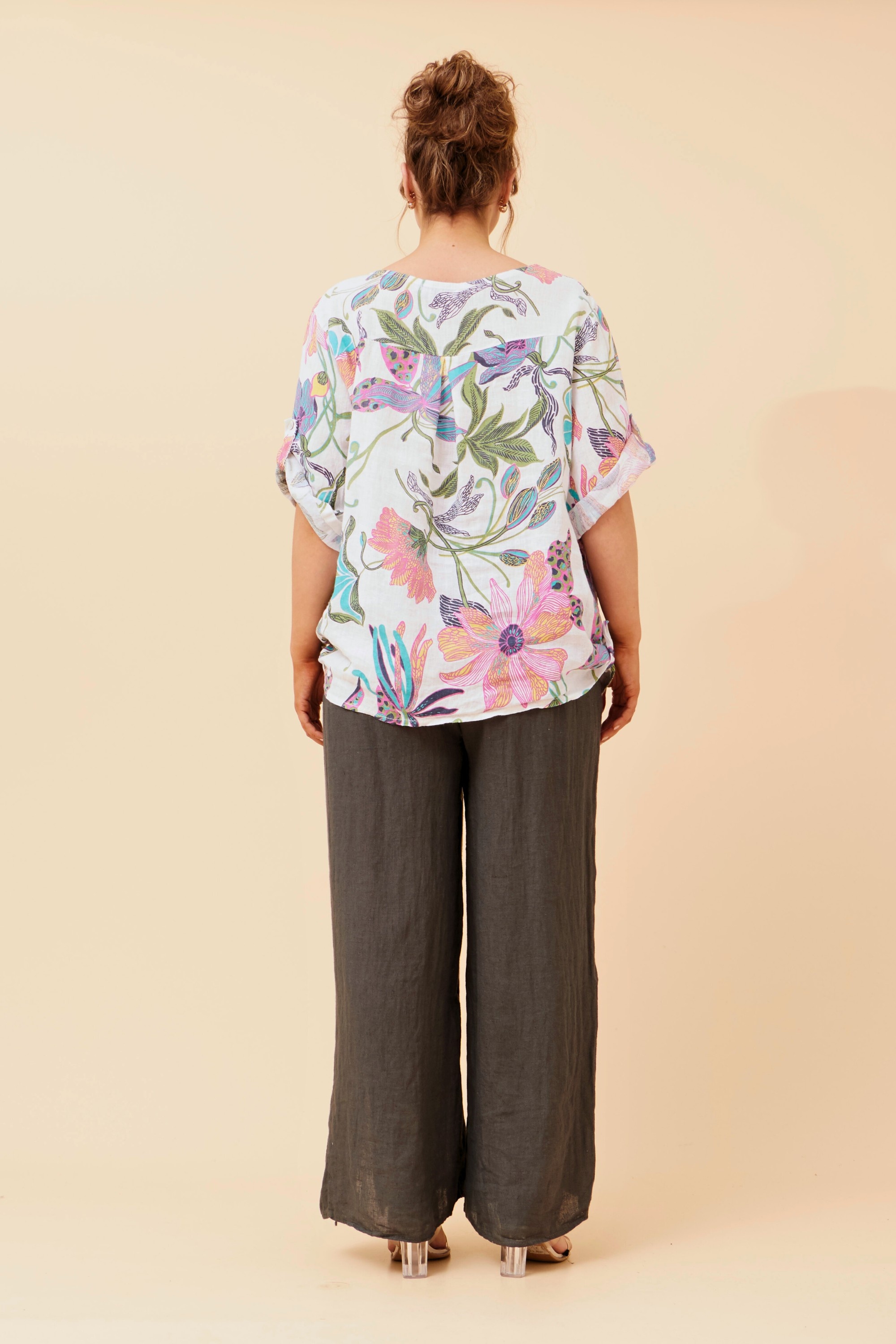 CARMELLA FLORAL LINEN TOP