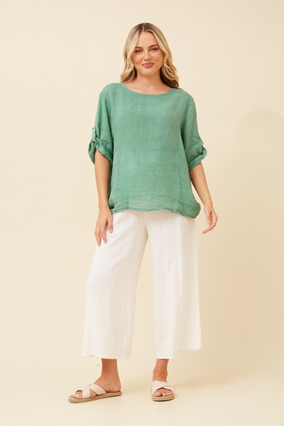 CARMELLA SOLID LINEN TOP