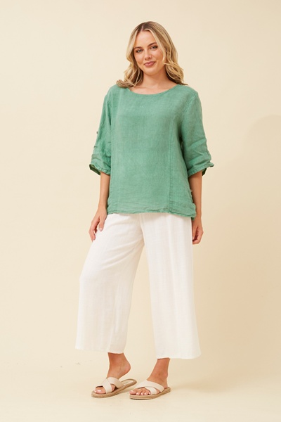 CARMELLA SOLID LINEN TOP